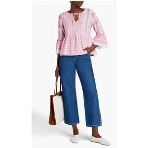 SUMMERY COPENHAGEN Iben gathered cotton-jacquard blouse XS